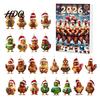 Acrylic Hanging Decorations Chicken Advent Calendar 2026 24 Days Christmas Countdown with 2D Flat Ornament Set Ornament Cartoon Pendant for
