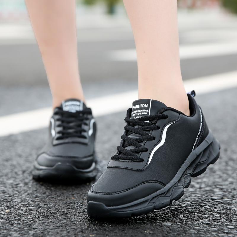 Fashion Women's Running Shoes Autumn Shock Absorption Female Sport Shoes Lightweight Casual Shoes Leather Surface Waterproof Low Help