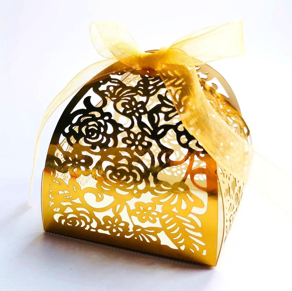 25/50/100pcs Laser Hollow Cut Wedding Candy Boxes with Thank You Tag Valentine's Day Gift Chocolate Packaging Box Party Favors