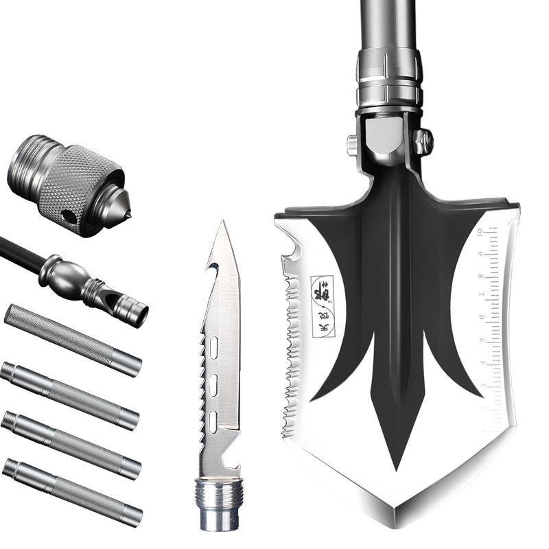 Lang Shen Multifunctional German Steel Entrenching Tool: Outdoor Self-Defense, Folding Shovel for Fishing and Military Use