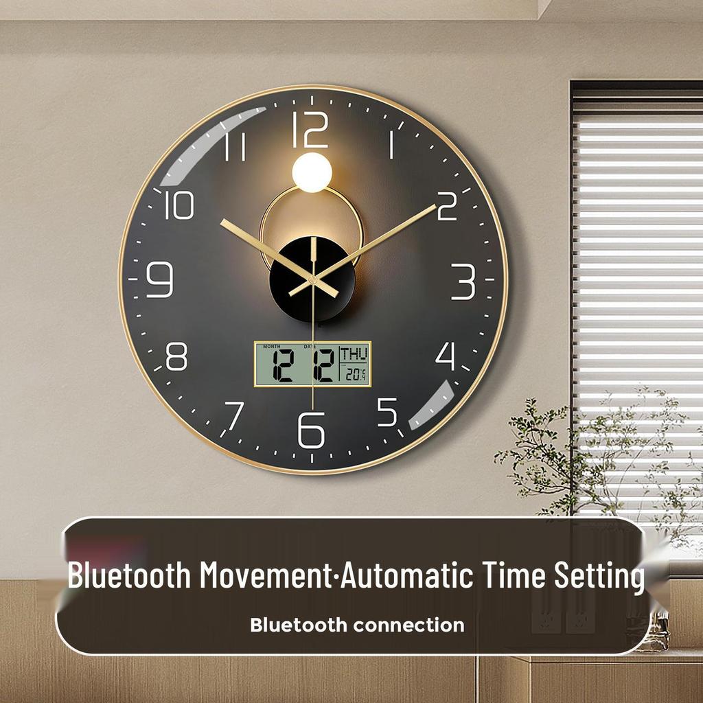 Bestselling Bluetooth Wall Clock with Automatic Time Sync, English LCD, and Perpetual Calendar - Wall-Mounted Electronic Clock