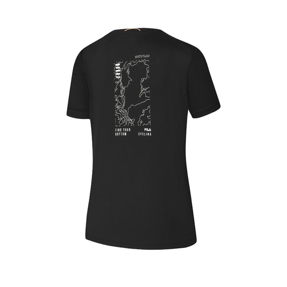 Fila Cycling Fashion Versatile Casual Simple Comfortable Sports Anti-Bacterial Knitted Short Sleeve T-Shirt Women T-Shirt Black A11W528108F-BK