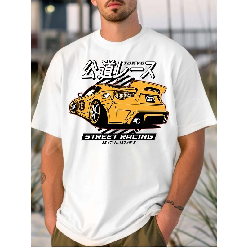 

European Size Men s Pure-Cotton White T-shirt: Tokyo Street Racing Coordinates 4XL білий