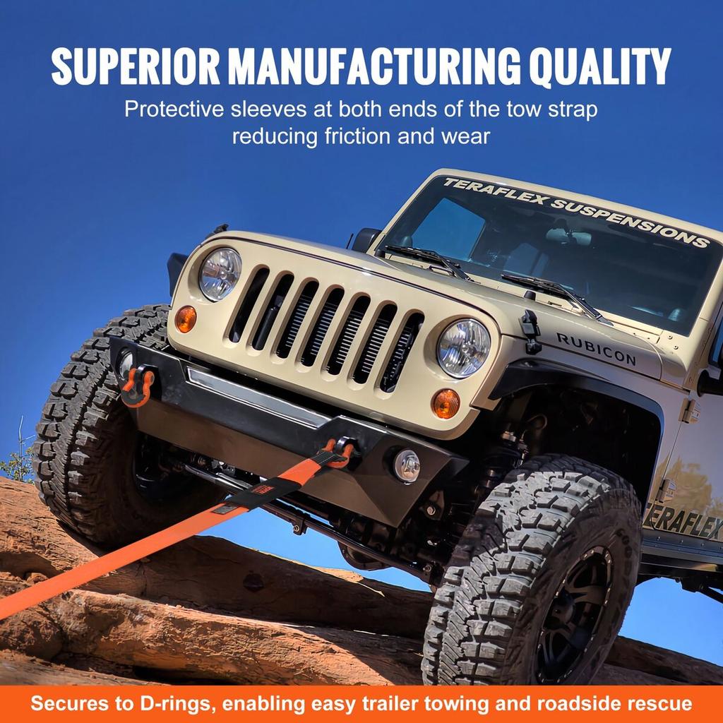 Heavy Duty Tow Strap Recovery Kit 3" X 30 Ft (MBS-36,000 Lbs) Tree Saver Winch Strap, Triple Reinforced Loop & Protective Sleeves & Storage Bag , 3/4"