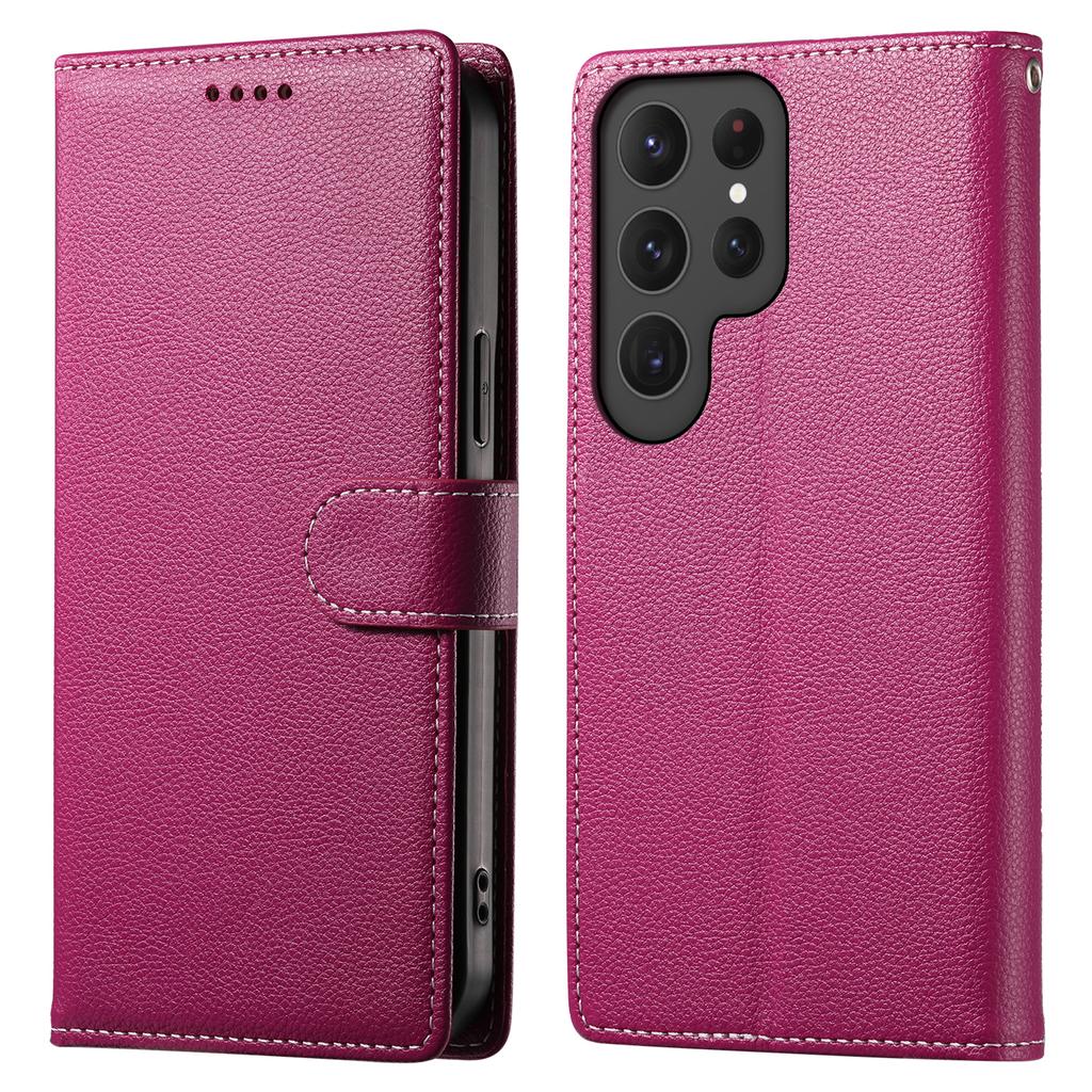 DF-012 For Samsung Galaxy S24 Ultra Case Litchi Texture Leather Wallet Stand Phone Cover