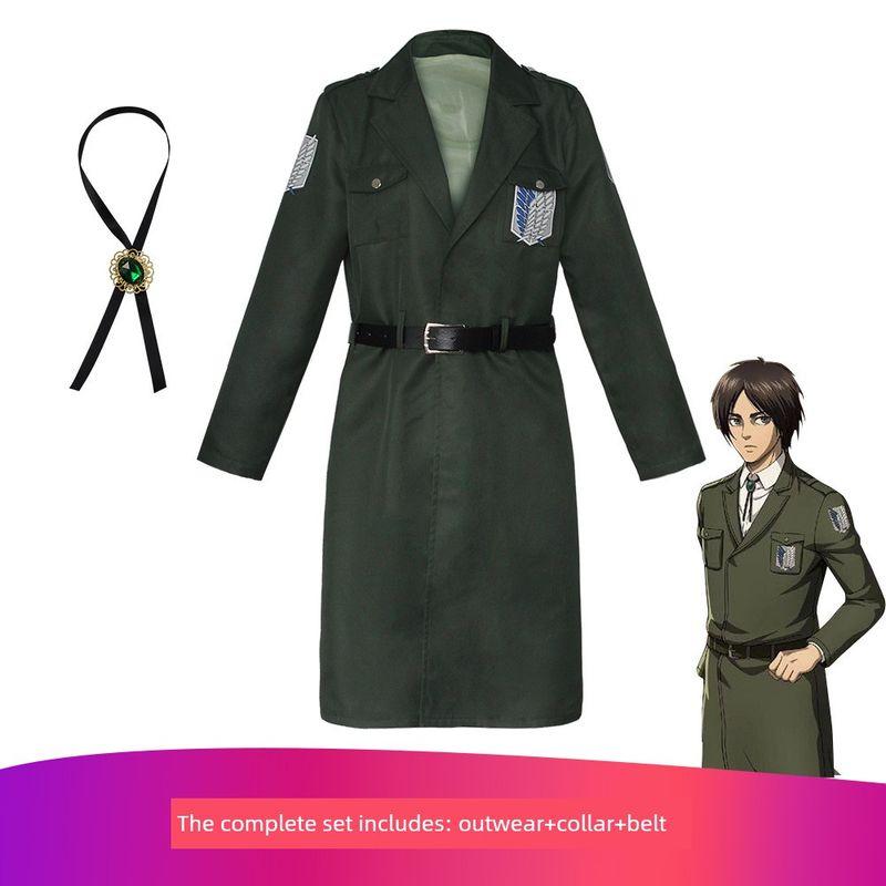 

Attack on Titan Cosplay Costume Season 4 Survey Corps Uniform Full Set Cosplay Outfit Army Green Coat Survey Corps Cloak XS