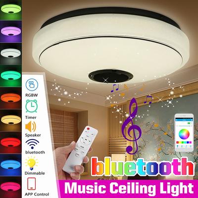 100W Dimmable RGBW LED Music Ceiling Lights with Bluetooth Speaker Remote and APP Control Flush Mount Ceiling Light