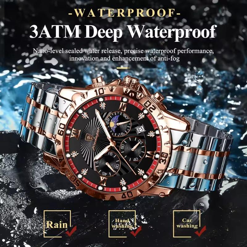POEDAGAR Luxury Military Watch For Men Waterproof Luminous Chronograph Date Wristwatch Stainless Steel Quartz Watches