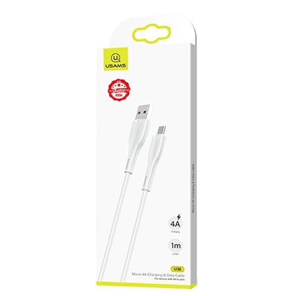 USAMS Cable U38 microUSB 4A Fast Charge for OPPO 1m White/white SJ375USB02 (US-SJ375)