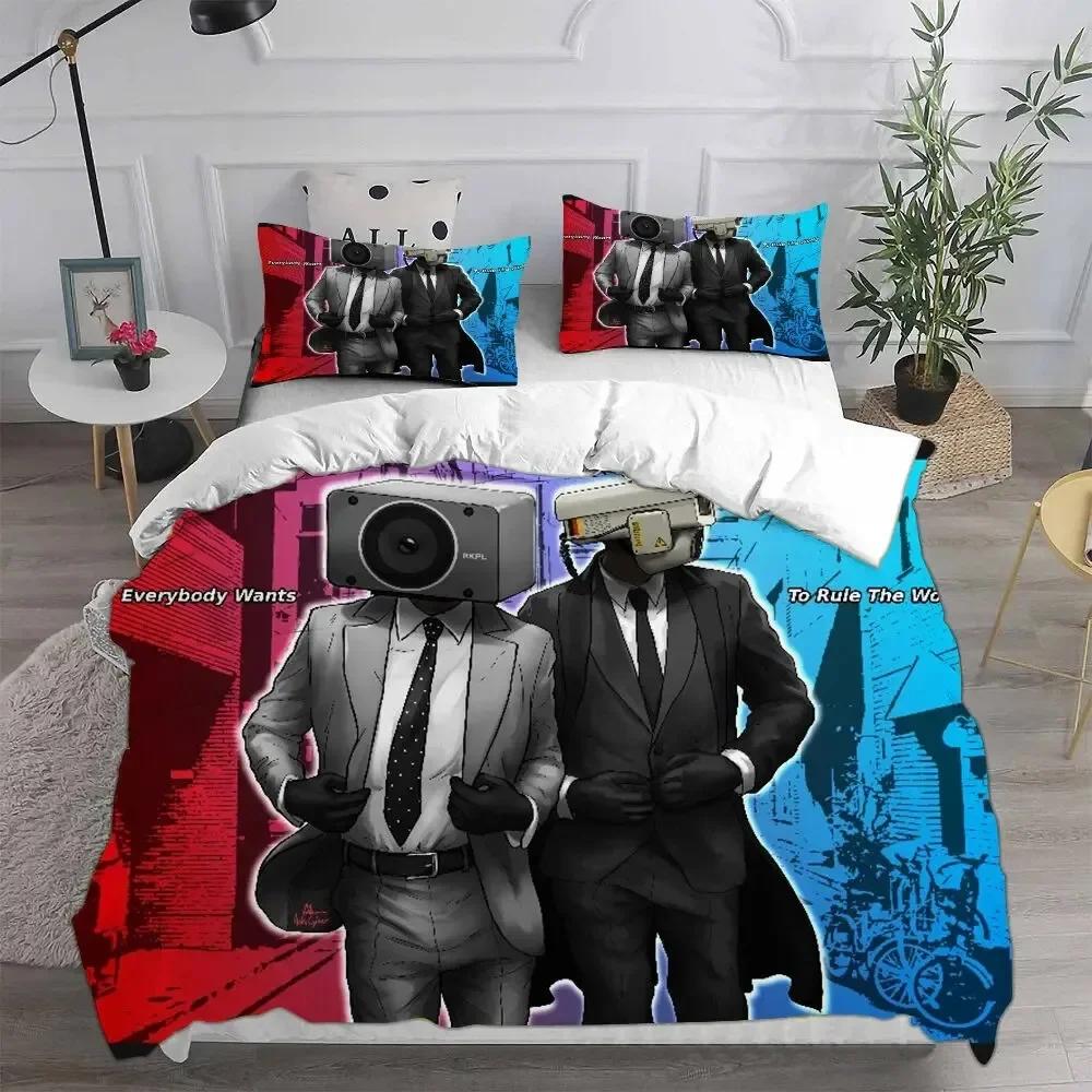 Game Skibidi Toilet Arale Bedding Set Print With Pillowcase Bed Duvet Cover Soft Single Double Queen Super King Size Kids Adult