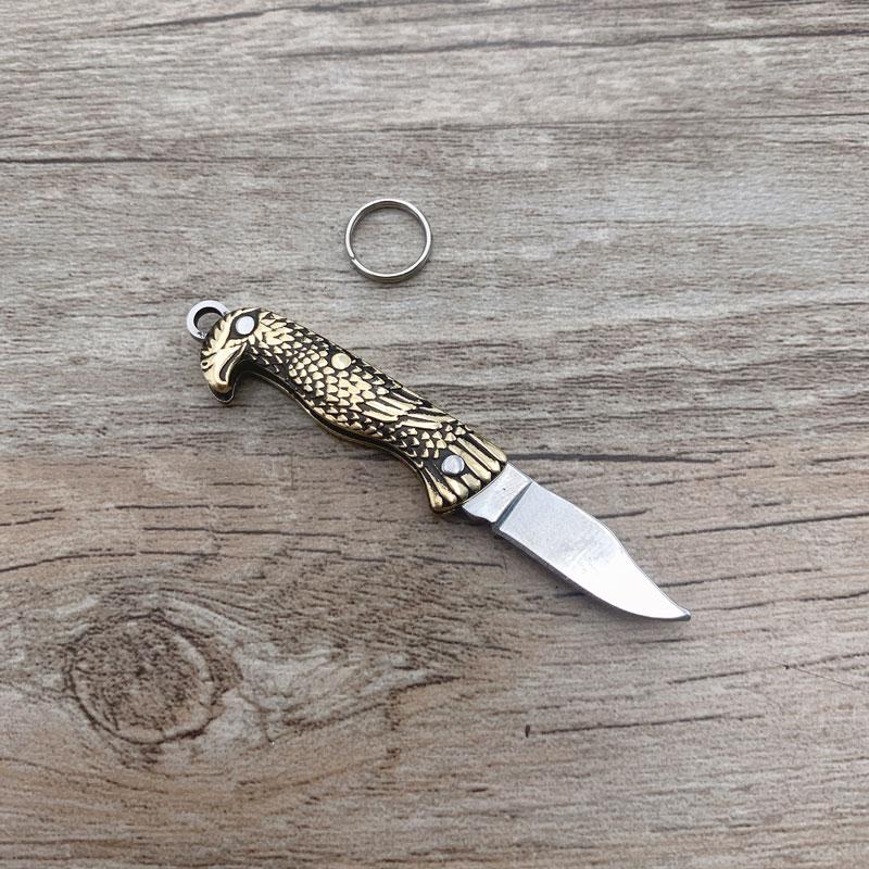 Brass Handle Steel Blade Outdoor EDC Portable Multi Cutter Knife Kitchen Gift Small Mini Pocket Folding Key Ring Knife Utility