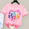 My Little Pony T-shirt for Children Cartoon Partern Tee Top New Boys Girls Round Collar Clothes Kids Anime Cotton Clothing Gift