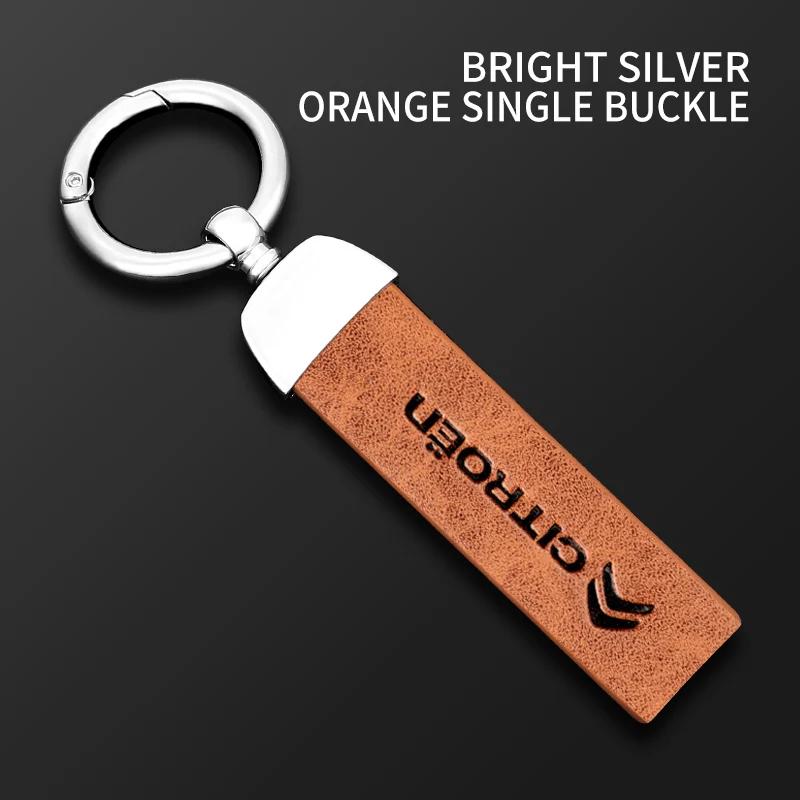 Citroen Logo Car Vintage Leather Keychain Ring Zinc Alloy Chain Key For Citroen C1 DS3 C2 C3 Vts C4 Saxo C4L C5 C6 C8 Xsara