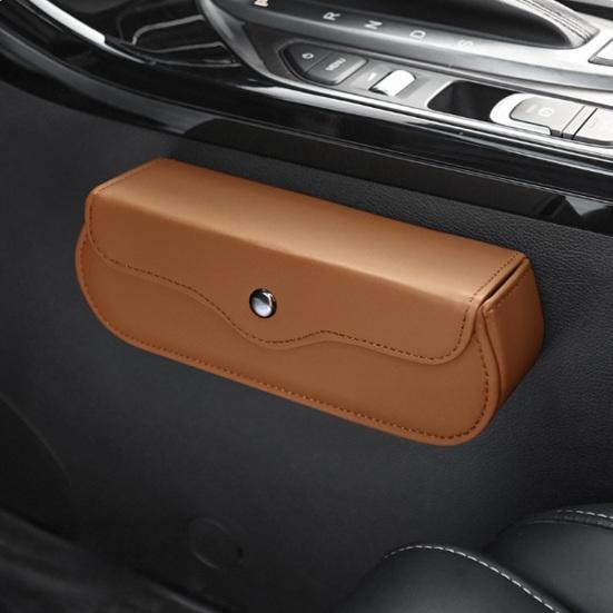 Car Storage Box with Magnetic Snap Closure Organizer Anti-Falling Hook And Loop Installation Container for Sun Visor or Seat Back