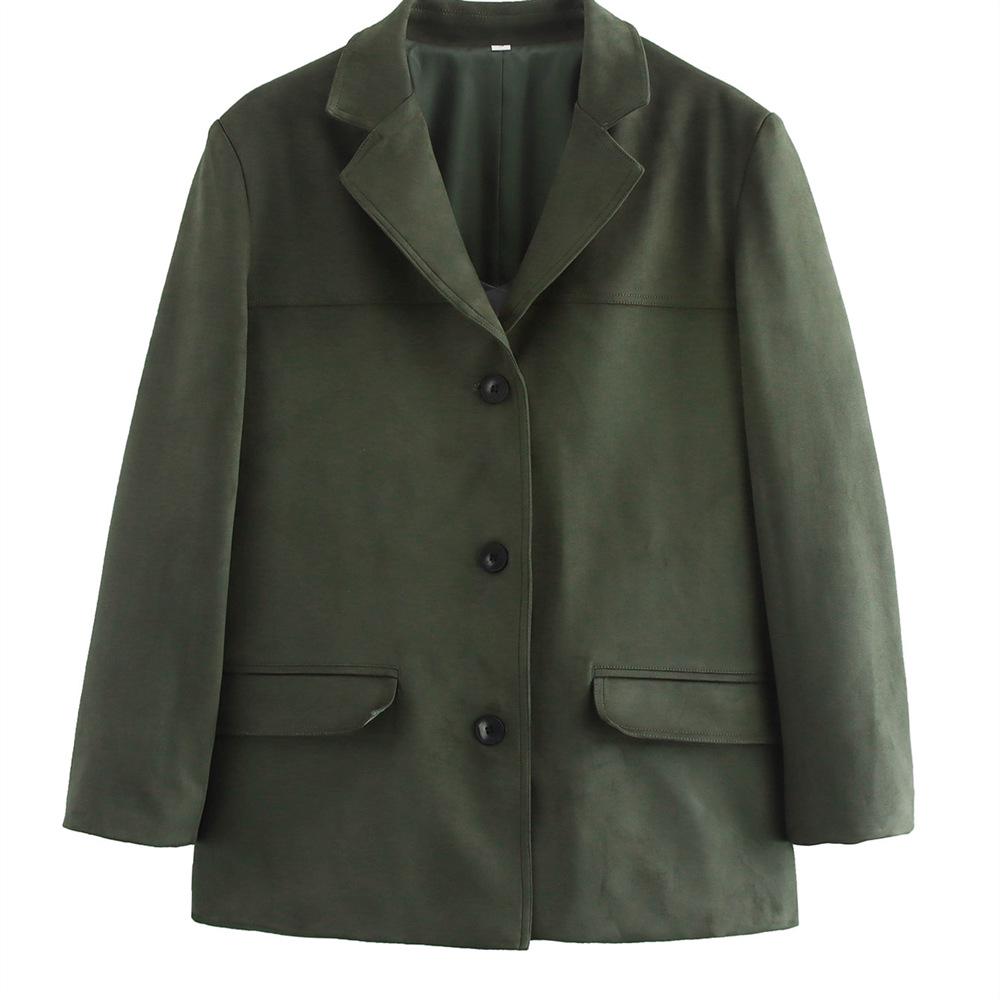 Women's Two-Color Suede Suit Jacket - Brown Mylar (Autumn/Winter 2024)