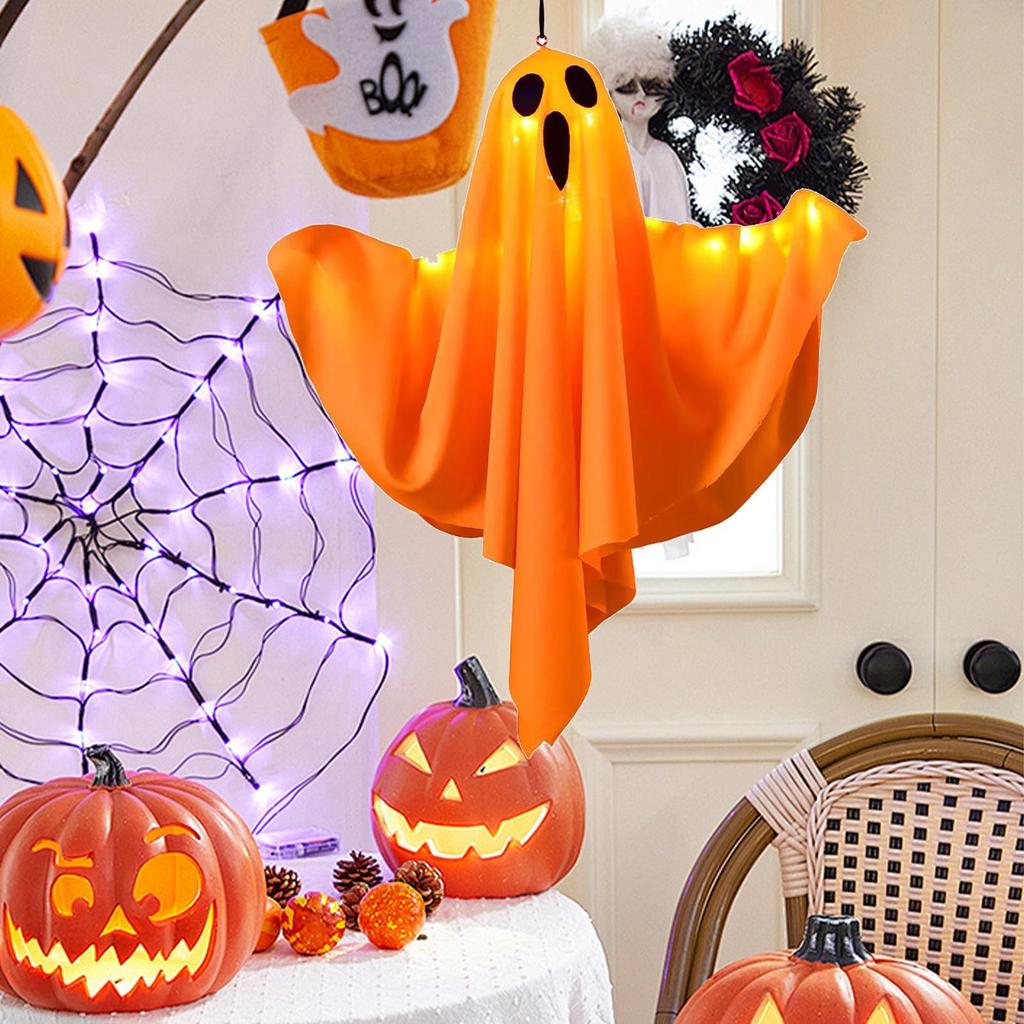 Outdoor Hanging Ghost 19.6in White Flying Ghost for Halloween Party Decorations Hanging Decor for Indoor Garden Yard
