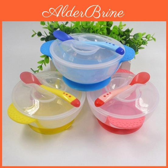 1 Set Suction Baby Bowl Temperature Color Changing Spoon Feeding Tableware Tool