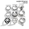 Ingemark 9Pcs/Set Goth Ancient Silver Color Open Rings for Men 2026 Trend Vintage Metal Star Hollow Bat Shape Rings Male Jewelry
