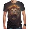 Letní tričko s kulatým výstřihem a 3D potiskem lva, módní ležérní pánské tričko s krátkým rukávem