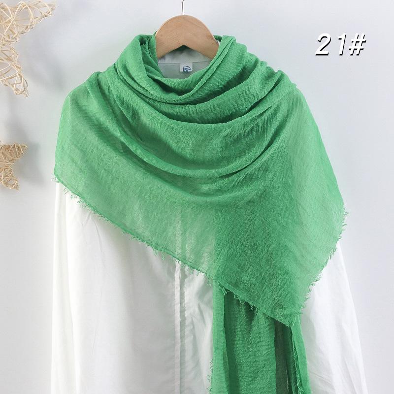 Women's Cotton Linen Silk Scarf - All-Season, Solid Color, Versatile Head and Sunshade Wrap
