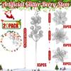 10 Stück Künstliche Glitzerbeeren Stiel Weihnachtsbaum Dekoration Ornamente Kunstblumen Für Heimdekor Neujahr 2026 Zubehör