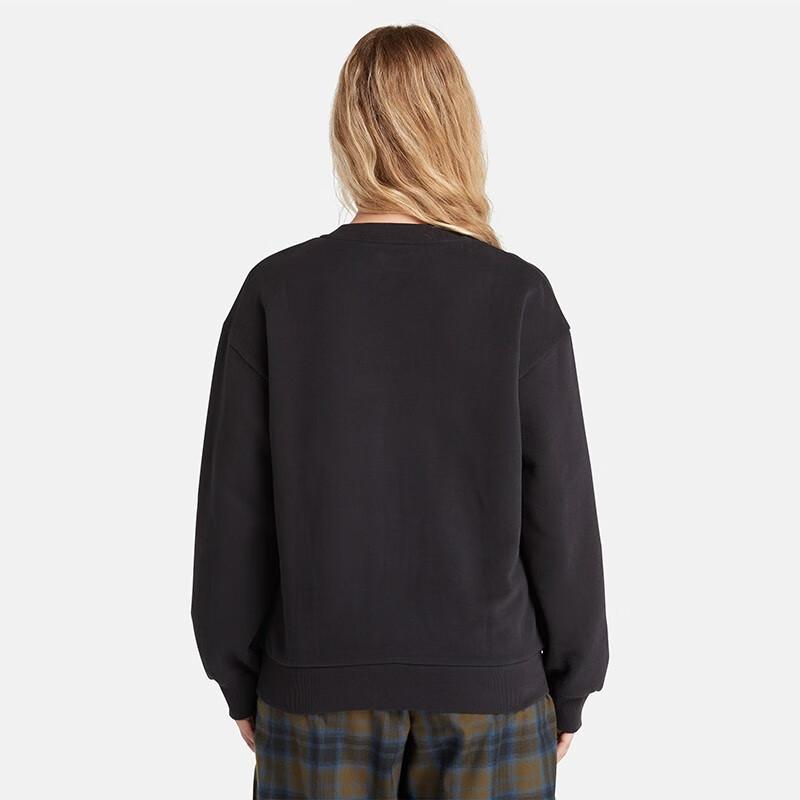 Timberland Letter Print Crew Neck Fleece Pullover Sweatshirt Women Sweatshirt Black A6HV5-001