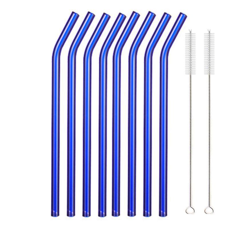 Colorful Glass Straws Reusable Drinking Straw Eco-friendly High Borosilicate Glass Straw Glass Favors Bar Drinkware Tube Party