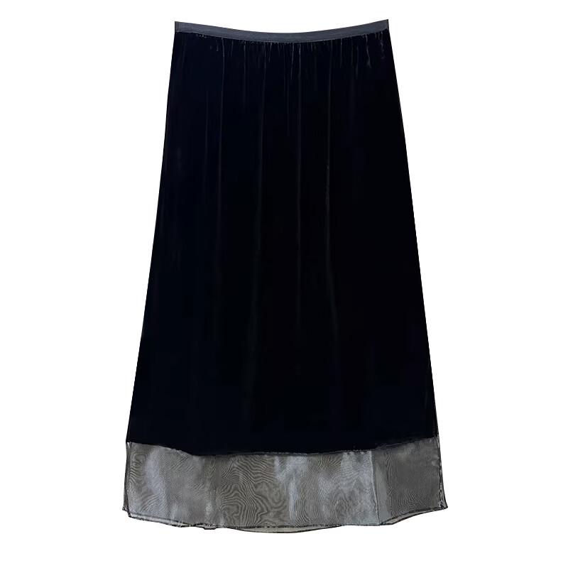 

Han Meng Xuan Mulberry Silk Velvet Split Midi Skirt XXL