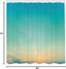 Aqua Shower Curtain, Twilight Sunset Morning Clear Sky Dawn Nature Clouds Horizon Artwork, Cloth Fabric Bathroom Decor