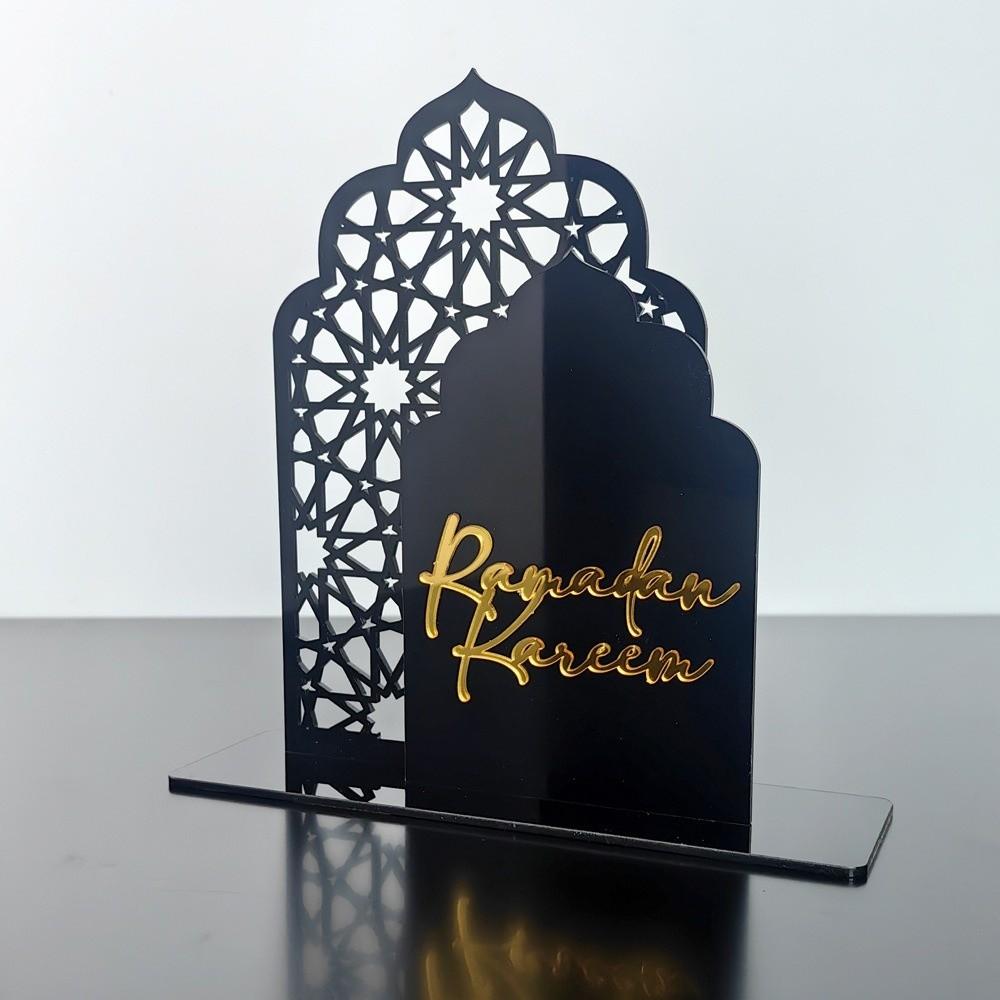 Kreative Acryl-Ramadan-Ornamente Burg Basteln Gold Schwarz Eid Mubarak Dekorationen DIY Islamische Tischdekoration