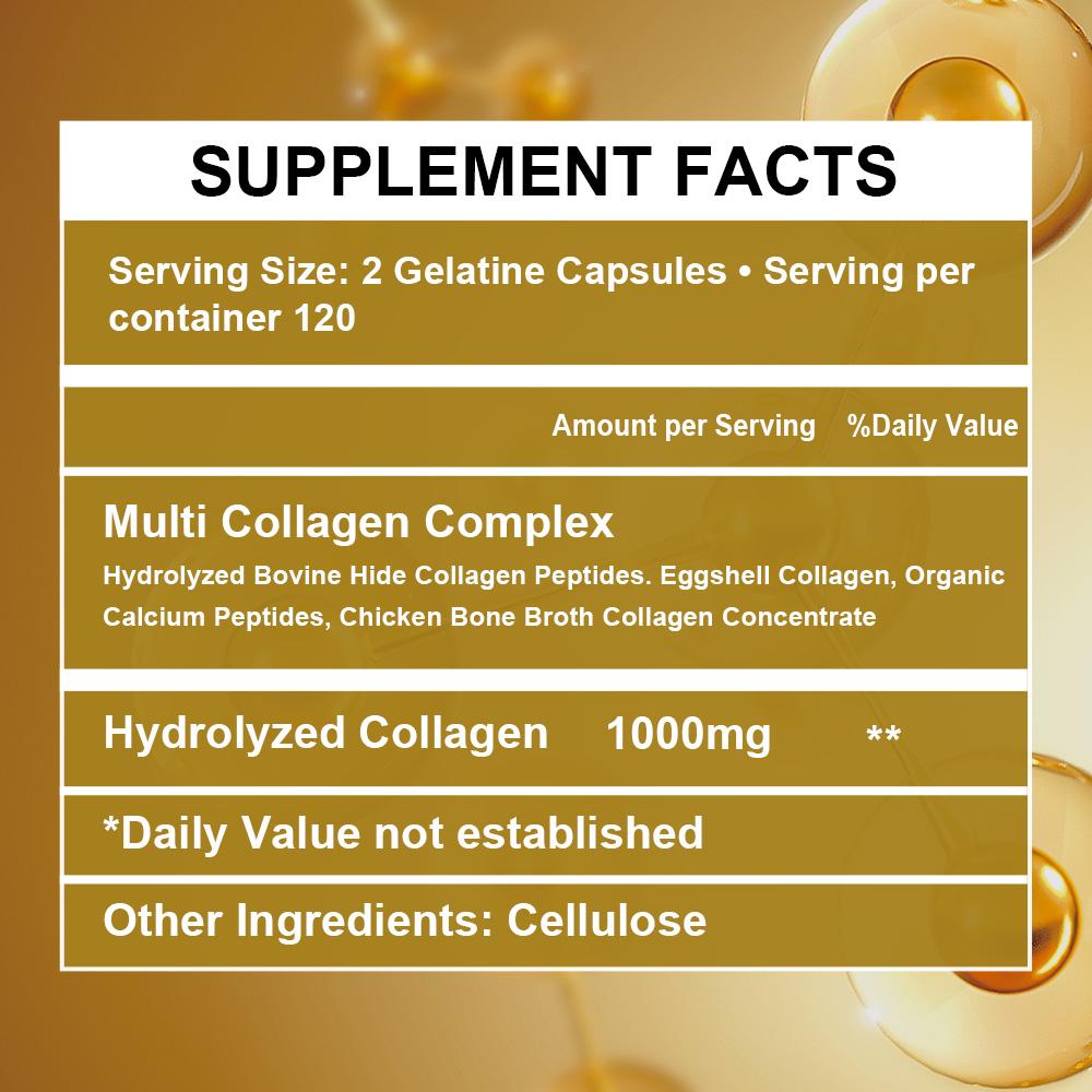 Integratore Alimentare Multi Collagene, Con Collagene Idrolizzato, 120 Capsule Morbide Per Flacone