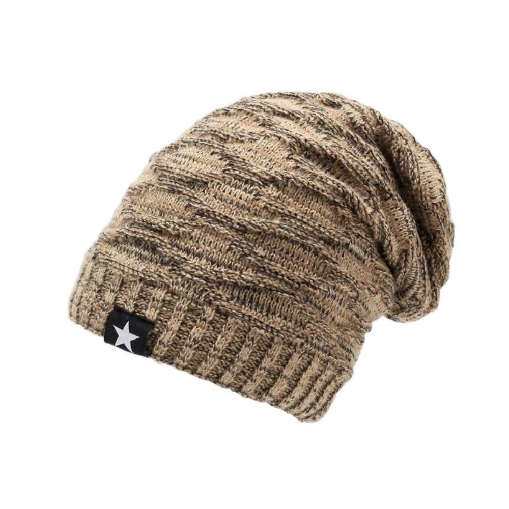 Rhombus Jacquard Fleece Pile Cap Thickened Hood Cap Soft Beanies Hat  Winter хаки