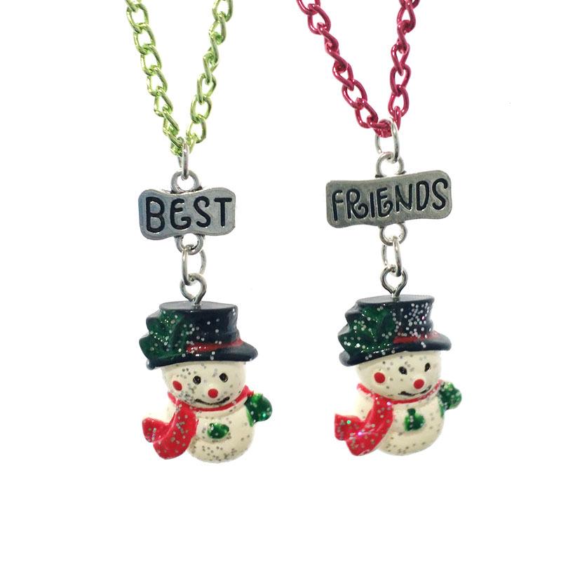 Colorful Cartoon Snowman Necklace - Christmas Resin Charm Ornament for Kids and Friends