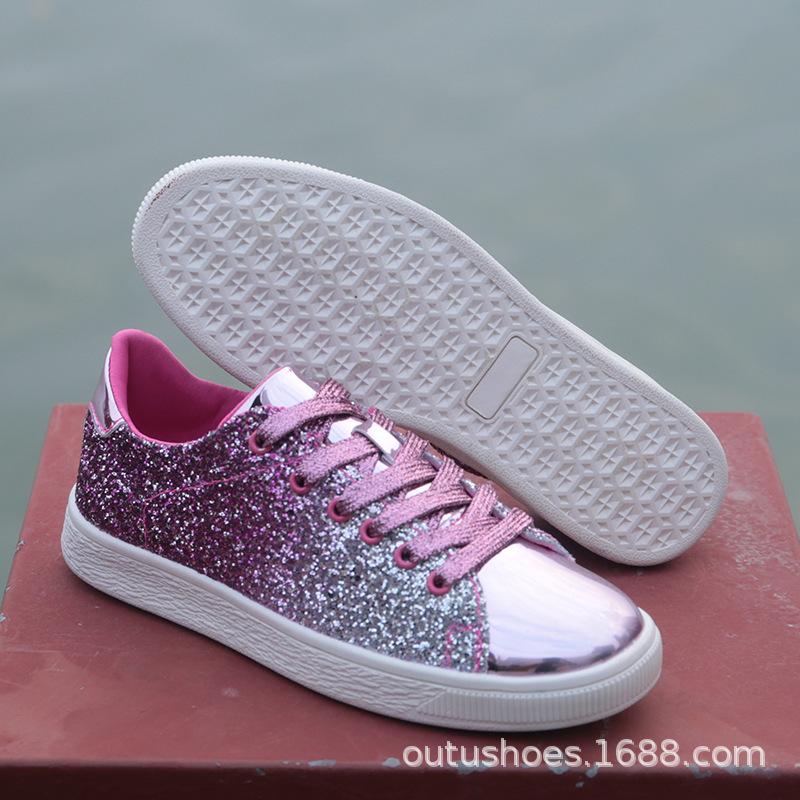 Large size street shot board shoes spring and autumn color sequins casual low-top single shoes