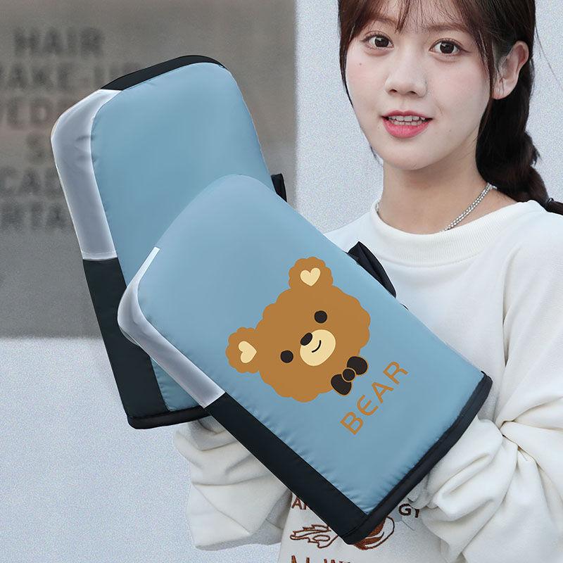 

Чехол на руль электрического мотоцикла, зимнее тепло, бархатные утолщенные аккумуляторные автомобильные перчатки, велосипедные морозостойкие перчатки на руль синий/оранжевый