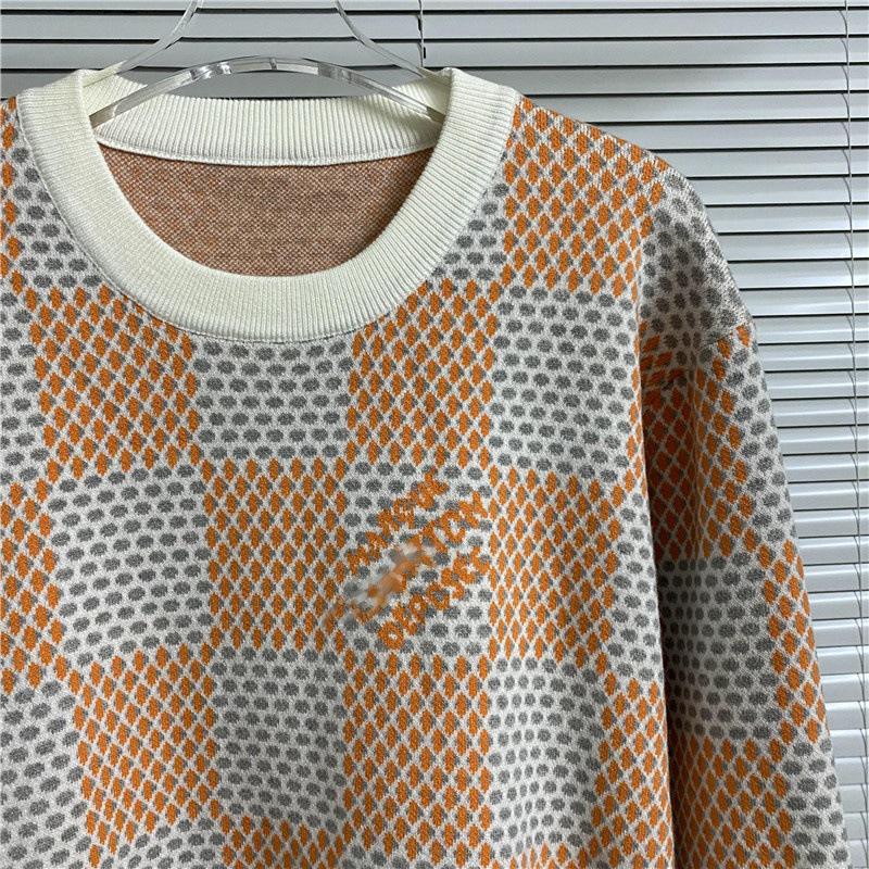 LV 25 Unisex Plaid Checkerboard Jacquard Sweater - Color Block, Round Neck, OS Fit