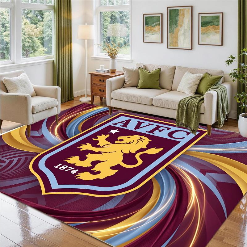 Aston Villa Football Design Crystal Velvet Rug Soft Decorative Mat for Bedroom Entrance