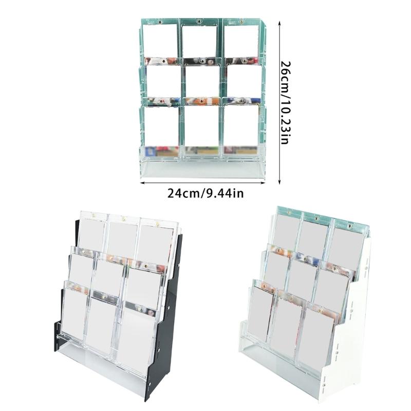 Acrylic 3 Tiers Trading Card Display Stand Clear Graded Card Holder for Collectors Space Saving Sports Memorabilia Rack