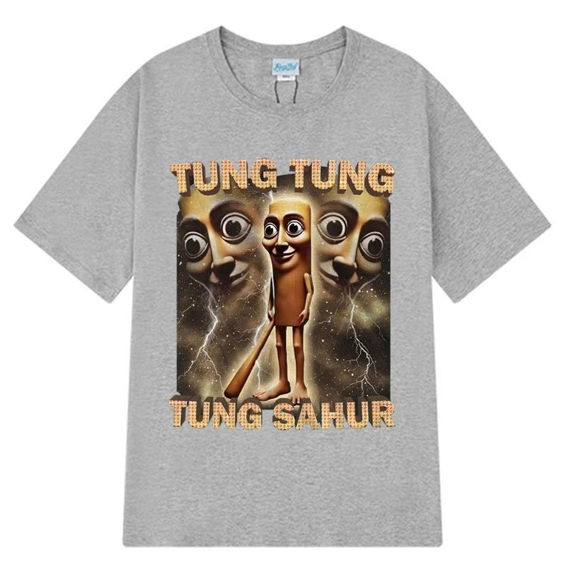 T-shirt Meme Chauve-souris de baseball drôle Tung Tung Sahur Vintage Vêtements Homme Style Mode T-shirts Unisexes Été T-shirts en Coton