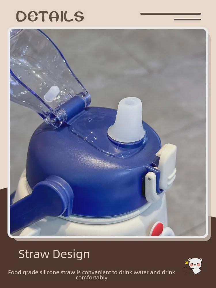 Dětská termoska s brčkem z nerezové oceli 316 - Velký objem, vhodná do přírody, stylový design