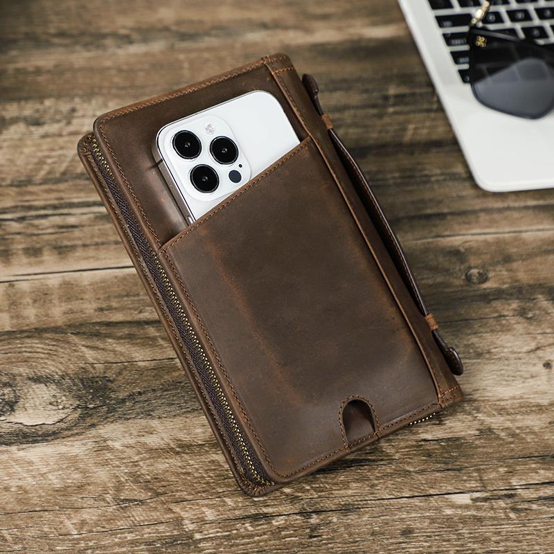 CONTACT'S Herren-Geldbörsen aus echtem Leder, Handytasche, Kartenhalter mit Stiftschlitz, Reisepasshülle für Männer