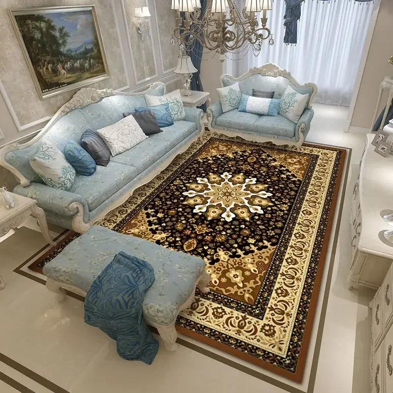 European Retro Large Rugs for Living Room Home Decoration Luxury Bedroom Carpet Washable Sofa Table Mat High-end Cloakroom Rug