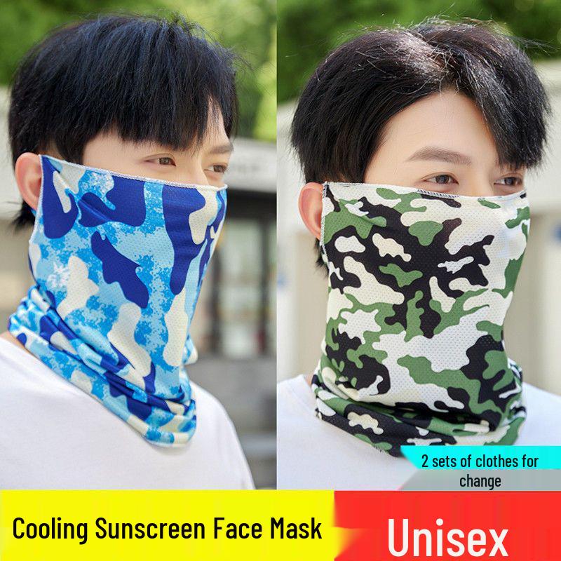 Ice Silk Sunscreen Face Mask for Men - Full Neck & Face UV Protection for Outdoor Cycling