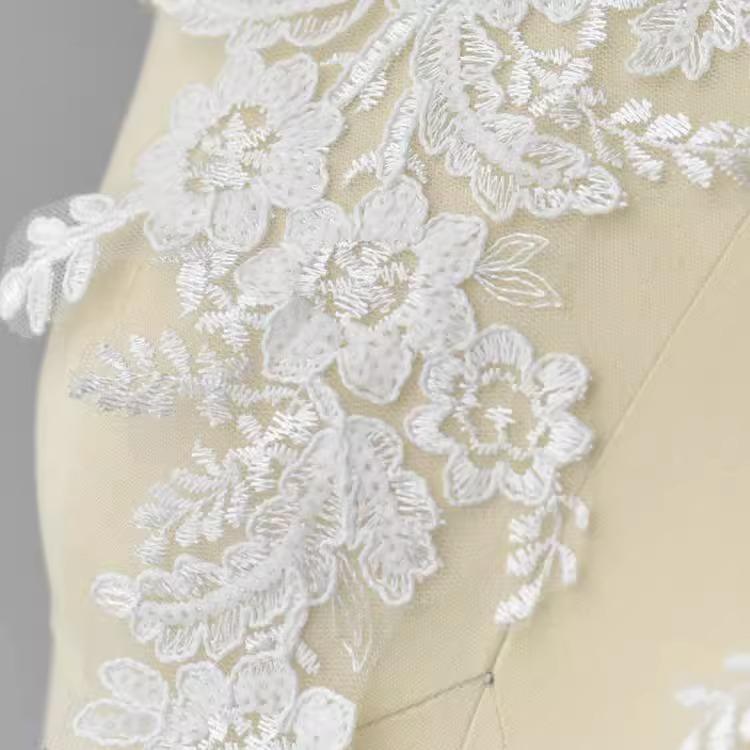 White Embroidery Sequined Lace, Wedding Dress Lace Accessories, Decorative Stickers, Clothing Patches, Cloth Stickers