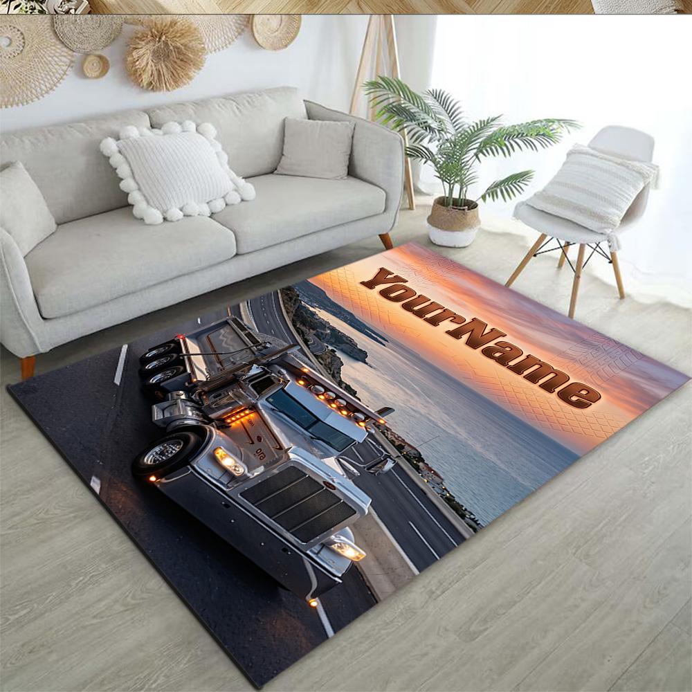 Peterbilt Heavy Trucks Customize Your Name Carpet Perfect for Game Room Decorate Room Bedrooms Playrooms Anti-slip Rug Office Home Decor