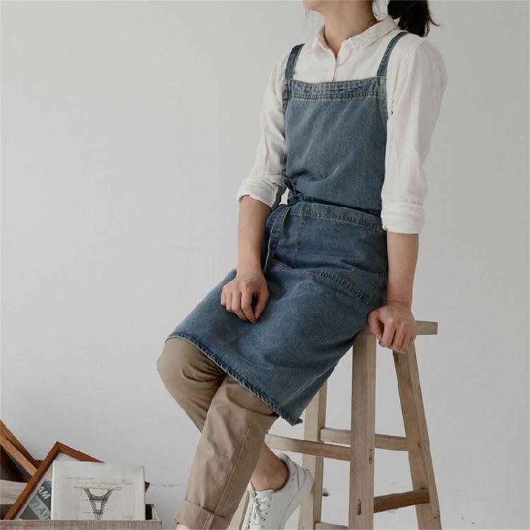 Eleganter Jeans-Schürze mit Taschen für Damen und Herren zum Kochen, Gärtnern, Malen, Kochuniform, Schürze, Unisex