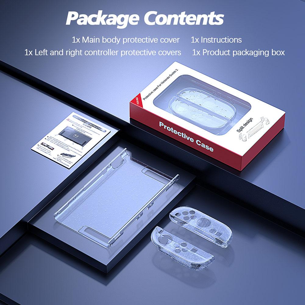 Transparent Protector Cover Anti-Scratch Protective Case Shockproof Hard Shell Case Split Design for Nintendo for Switch 2