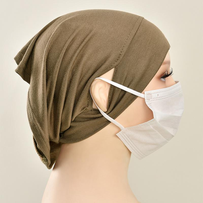 New Design Leaking Ears Caps Women Inner Hijab Muslim Turban Soft Premium Jersey Hijab Open Caps Solid Color Base Tube Caps