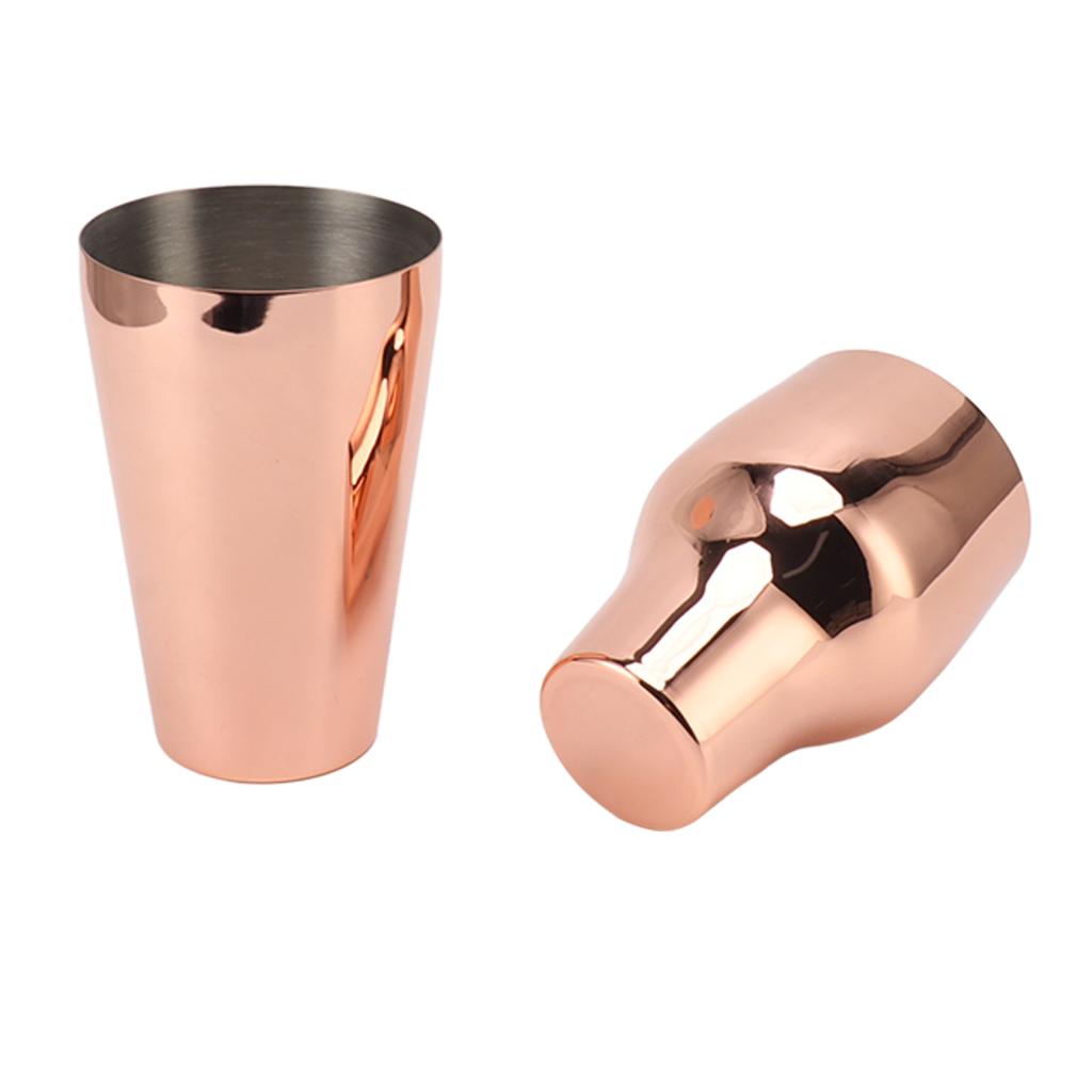 Stainless Steel Drink Shaker French Style 2 Section Martini Mixer Drink Shaker for Bar Home Camping Picnic Rose Gold
