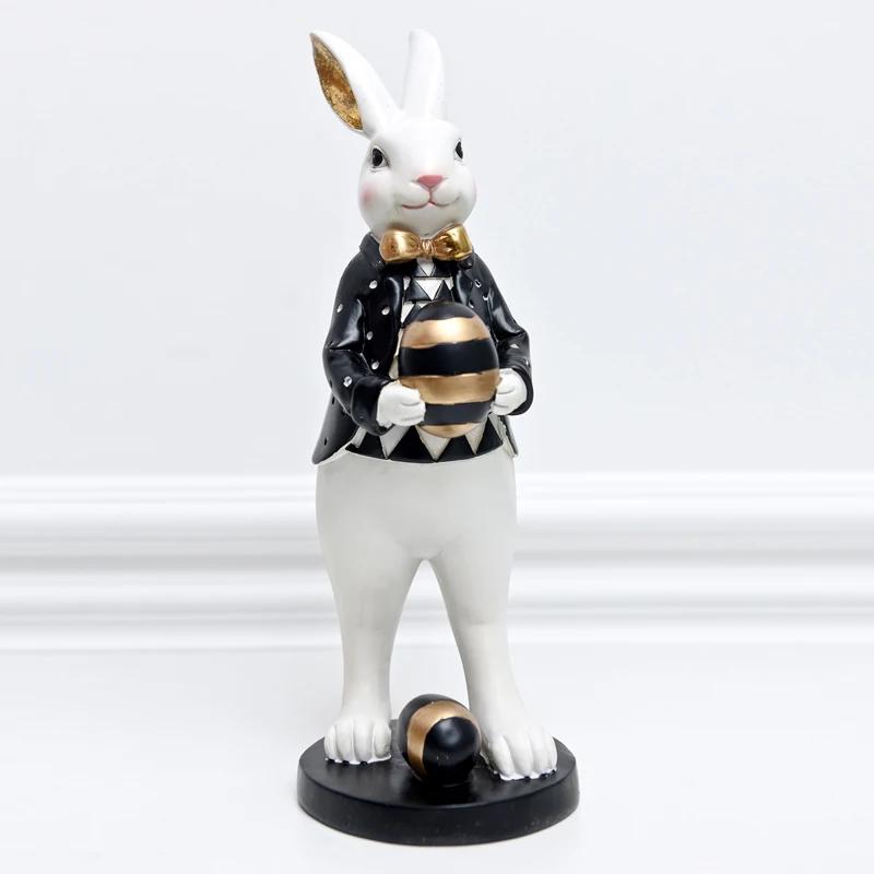 Creative Pastoral Palace Rabbit Family Decoration Home Ornaments Bedroom Living Room Porch Easter Bunny Resin Crafts Kid Gift